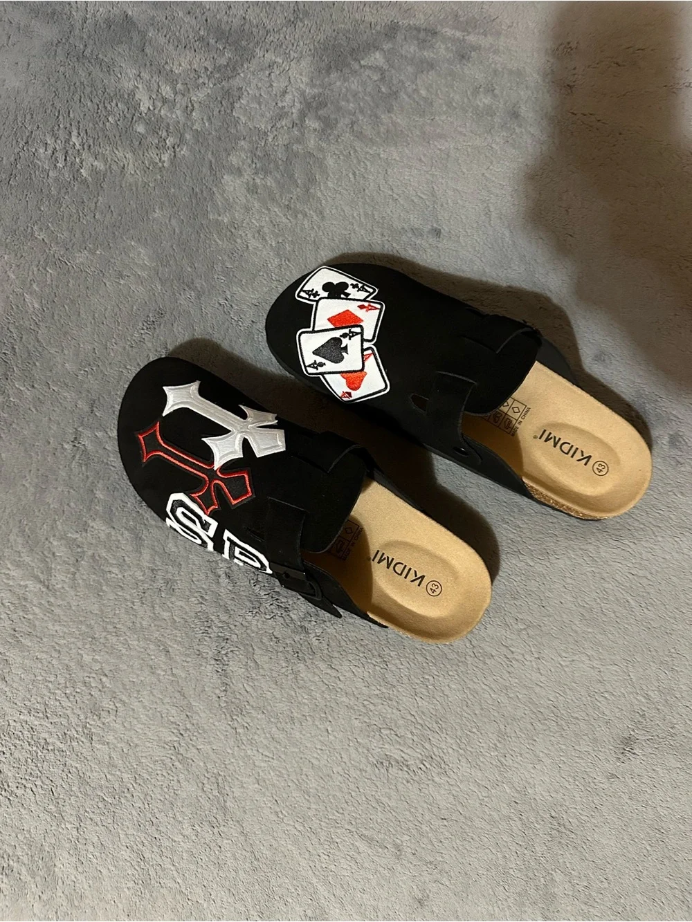 Custom Black Playing Card Patch Clogs | Handmade Streetwear Clogs | All Sizes